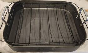 6816 Commercial Aluminium Cookware Toledo Ohio Vtg Baking Roasting Pan Rack 16x13x3