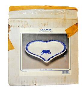 260644 Cookin The American Way Cookinft Stoneware Heart Pie Baker Dish Vintage T2772