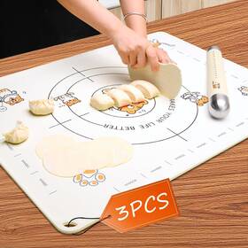 Sc8085-3p Cookstyle 34x24 Inch Silicone Pastry Mat Extra Thick Dough Board Non Stick Kneading