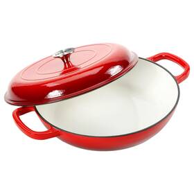 Cookwin 631112060714 Cast Iron Casserole Braiser 3.8 Quart Enameled Pan Heavy Du Cookwin 631112060714 Cast Iron Casserole Braiser 3.8 Quart Enameled Pan Heavy Du