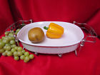 ----- Corning Qt Oval Baking Metal Expandable Cradle Vintage Euc