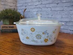 P-2.5-b Corning Ware B-2.5-p Vtg Floral Bouquet 2.5 Quart Casserole No Lid 3.5 Inch Deep