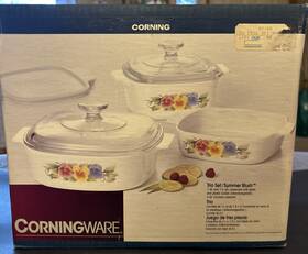 6020255 Corningware Corning Ware Trio Set Summer Blush New Sealed Box 1996 Vintage 1qt 1.5 Quart And 2qt 6020255 Corningware Corning Ware Trio Set Summer Blush New Sealed Box 1996 Vintage 1qt 1.5 Quart And 2qt