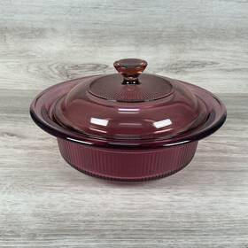 V-30-b Corningware Vintage Corning Pyrex Vision Cranberry 24oz 750ml Casserole Dish With Lid