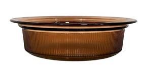V-33-b Corningware Vision By Corning Ware Amber Cooking Bake Ribbed Casserole 2.5 Quart 2.5l Vtg