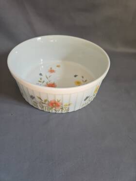 9232 Country Flowers By Andrea Vintage Sadek Souffl Dish 7.5 Inch Floral Bakeware