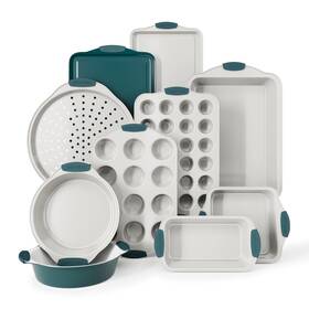 Country Kitchen 729016713864 Nonstick Stackable Bakeware Set - Durable Easy Release Baking Sage 10 Pcs