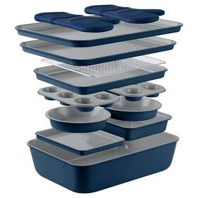 Country Kitchen 729016723344 Nonstick Stackable Bakeware Set - Durable Easy Release Baking Denim 13