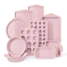 Ypans01 Country Kitchen 729016921580 Nonstick Stackable Bakeware Set - Durable Easy Release Baking Pink 10 Pcs