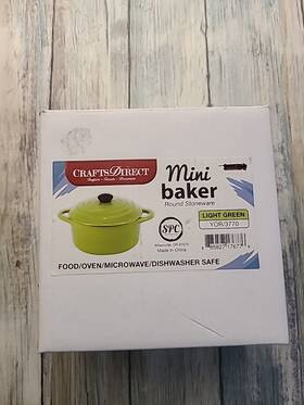 Crafts Direct 885827176776 Mini Baker Round Stoneware Green Food Oven Microwave Safe Crafts Direct 885827176776 Mini Baker Round Stoneware Green Food Oven Microwave Safe