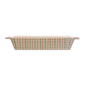 Creative Co-op 191009549338 15-1/2 Inch L X 9 W 2-1/4 H 2-1/2 Quart Hand-painted Stoneware Baker With Handles