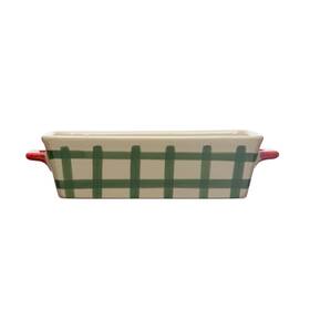 Creative Co-op 191009549345 12 Inch L X 6-3/4 W 3 H 2 Quart Hand-painted Stoneware Baker With Handles Oh So M