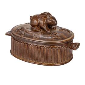 Creative Co-op 191009629702 Brown Matte Stoneware Baker With Rabbit Design Large