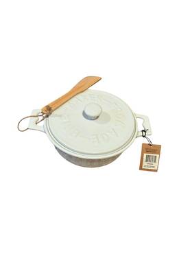 Da2320a Creative Co-op Nwt Stoneware Baker And Spreader White Brie Sturdy