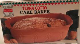 Creative Collins Kitchen 041130398209 Vintage Terra Cotta Cake Baker Glazed Oven Microwave Safe Dishwasher
