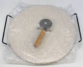 25316 Creative Home 3 Piece Pizza Stone And Serve Set Stonewear 12 Inch Cutter Tray