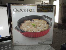 98253.01 Crock-pot Denhoff Non-stick Stoneware Casserole Red 8 Inch Ribbed Round