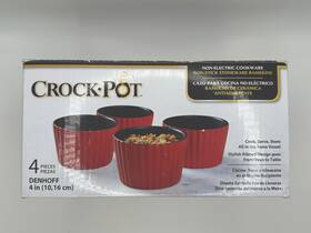 98257.04 Crock Pot 4 - Inch Denhoff Non-stick Stoneware Ramekins Serving Bowl Soup Red New 98257.04 Crock Pot 4 - Inch Denhoff Non-stick Stoneware Ramekins Serving Bowl Soup Red New