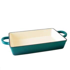985100807m Crock-pot Lasagna Pan Teal Ombre 13 Inch Rectangle Enameled Cast Iron All-cooktops