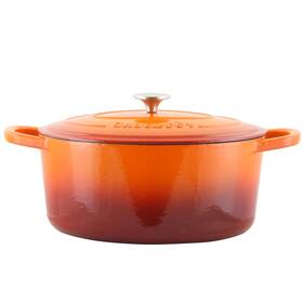 Crockpot 085081326553 Crock Pot Artisan 7 Quart Enamel Cast Iron Oval Dutch Oven In Sunset Orange