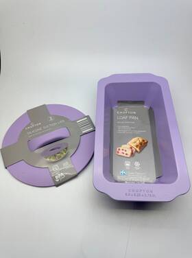 70517 Crofton Bread Loaf Pan Nonstick Personal Pans- Lilac And Silicone Suction Lid Lot2