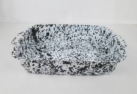 D111 Crow Canyon Home 026177007444 Marbled Enamelware Lasagna Baking Pan Splatter Ware Black Marble