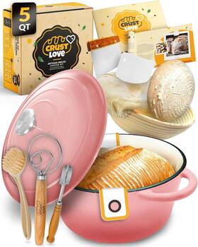 Crustlove 850063864220 Dutch Oven For Bread Baking - Incl. Sourdough Bread-baking Supplies Like Banneto Crustlove 850063864220 Dutch Oven For Bread Baking - Incl. Sourdough Bread-baking Supplies Like Banneto