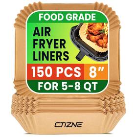 Ctizne 614141849086 Air Fryer Disposable Paper Liners - 150pcs 8in Square Parchment Non-sti