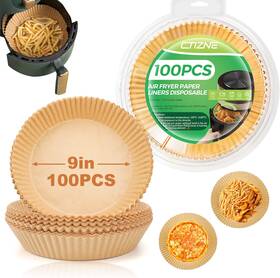 C100-r9in Ctizne Air Fryer Disposable Paper Liners 100pcs 9in Round Basket Food