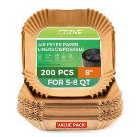 C200s8 Ctizne 8 Inch Square Air Fryer Liners 200pcs Parchment Paper Non Stick For 5-8 Quart Basket C200s8 Ctizne 8 Inch Square Air Fryer Liners 200pcs Parchment Paper Non Stick For 5-8 Quart Basket