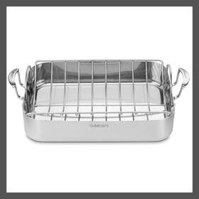 81533138 Cuisinart Stainless Steel Roasting Pan Set 16 Inch Pro Tri-ply Rack Roaster