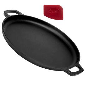 Cuisinel 724190322260 Cast Iron Pizza Panround Griddle 13.5 Flat Skillet Great Crepes Frozen