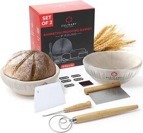 Culinary Couture 850031917019 Bread Proofing Basket Set Of 2 - Round 9 Inch Assorted