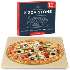 Culinary Couture 850031917835 Large Pizza Stone For Oven 15 X 12 Inch Rectangular Grill