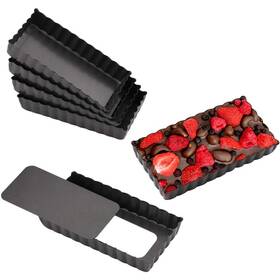 Cyimi 751300069340 Mini Tart Pan Set Of 6 Rectangular Non-stick 4 Inch Quiche Loose Removabl
