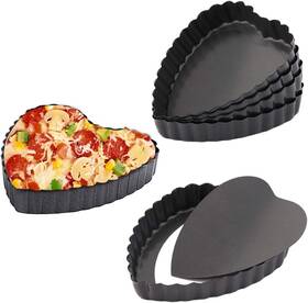 Uk-chocolat-25h-211 Cyimi Mini Tart Pan Set Of 6 Non-stick 4 Inch Heart-shaped Quiche With Removable B