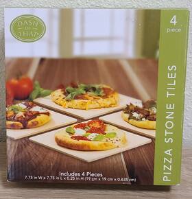 Dash Of That 041226030716 New 4 Piece Pizza Stone Tile Set 7.75 Inch X 0.25 Oven Or Grill