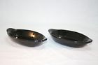 Dc626 Unknown Set Of Usa Pottery Black Glossy Individual Welsh Rarebit