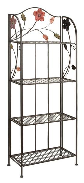 Bm05340 Deco 79 Metal Floral Indoor Outdoor Tall Folding 4 Shelf Bakers Rack 25 Inch X 12 Bm05340 Deco 79 Metal Floral Indoor Outdoor Tall Folding 4 Shelf Bakers Rack 25 Inch X 12