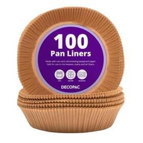 Decopac 607772295506 8 Inch Cake Pan Liners 100 Pack Non-stick Siliconized Greaseproof Air Fryer