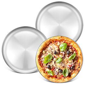 Deedro 692232446079 Stainless Steel Pizza Pan 13 Inch Round Tray Baking Sheet Healt
