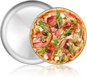B086vxs6bz Deedro Stainless Steel Round Pizza Baking Pan 12 Inch And 13 2-piece Set
