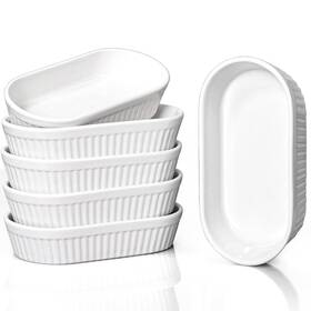Oval005 Delling 8 Oz Ramekins Oval Cr Me Brulee For Baking Souffle Dishes Oven Safe Cer