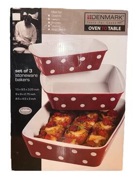 Denmark 048552342544 Tools For Cooks 3-piece Polka Dot Baking Set - Red And White Bakeware Denmark 048552342544 Tools For Cooks 3-piece Polka Dot Baking Set - Red And White Bakeware