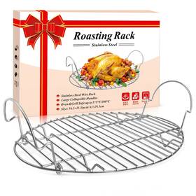 Depango 635408523495 Roasting Rack Stainless Steel Oval Cooling With Handle Wire Inch