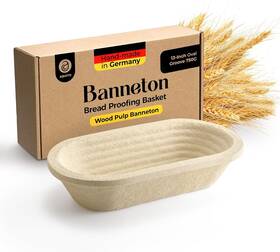 Bn-l-075-cr Dereks Goods 13 Inch Oval Wood Pulp Banneton Bread Proofing Basket 1.5lb Brotform Grooved Patt