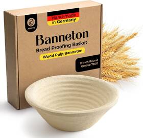 Bn-r-075-cr Dereks Goods 9 Inch Round Wood Pulp Banneton Bread Proofing Basket 1.5lb Brotform Grooved Patt