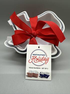Destination Holiday 197870000435 Set Of 2 Texas Shaped Ramekins Patriotic Red White Blue