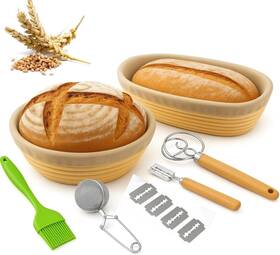 Dewdip 804854284223 Banneton Bread Proofing Basket Set Sourdough Starter Kit 9 Inch Round And 10 Oval B Dewdip 804854284223 Banneton Bread Proofing Basket Set Sourdough Starter Kit 9 Inch Round And 10 Oval B