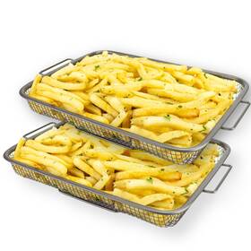 Eza-500c2 Diamotech 2-piece Crisping Baskets Oven And Air Fry Crisper Basket Nesting